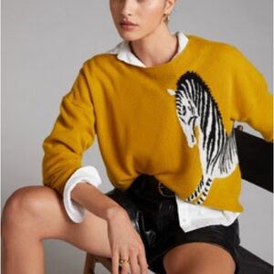 Maeve Cashmere Mustard Zebra Sweater